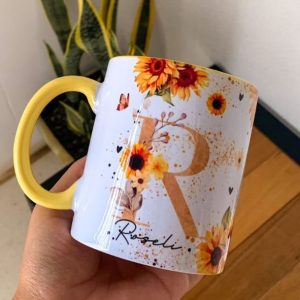 لیوان دسته و داخل رنگی